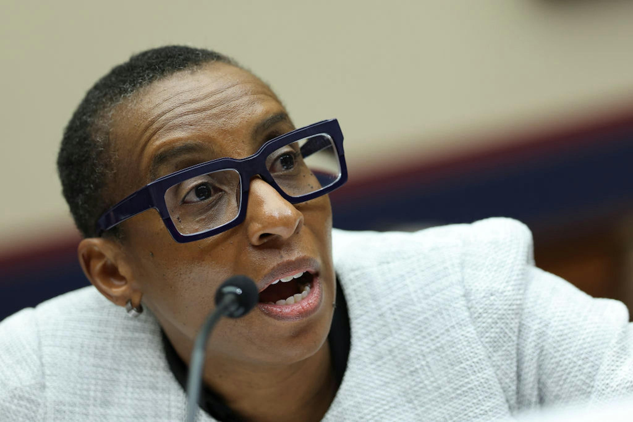 Dr. Claudine Gay, President of Harvard University, testifies before the House Education and Workforce Committee at the Rayburn House Office Building on December 05, 2023 in Washington, DC.