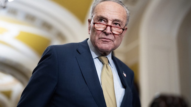 Senate Majority Leader Charles Schumer, D-N.Y., conducts a news conference after the senate luncheons in the U.S. Capitol on Tuesday, December 12, 2023.