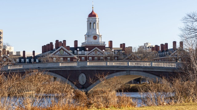 Dunster House across the Charles River on the Harvard University campus in Cambridge, Massachusetts, US, on Tuesday, Dec. 12, 2023.