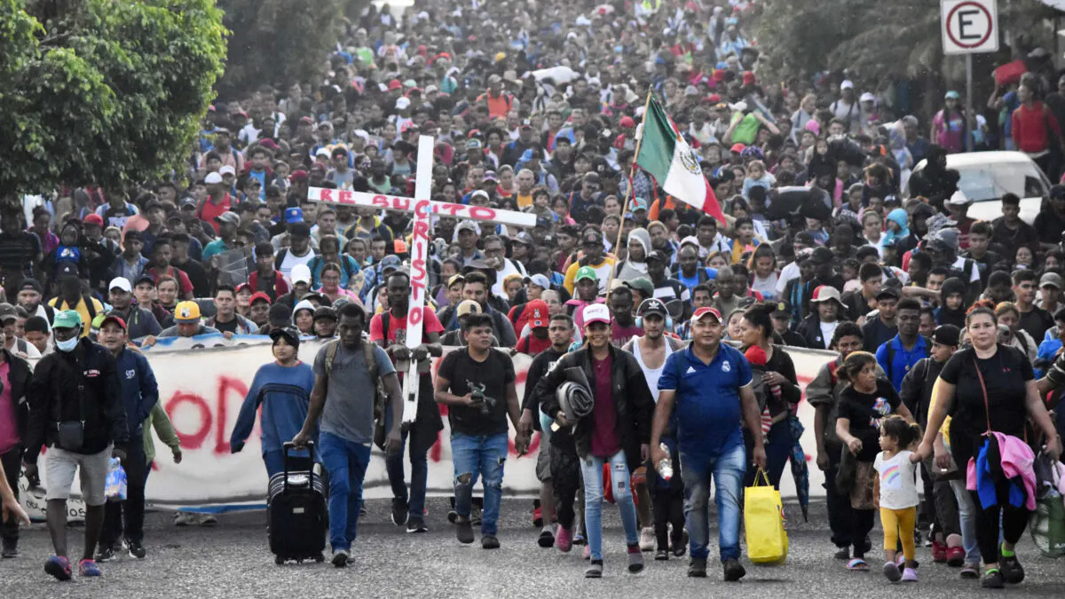 Massive Migrant Caravan Marches Toward U.S. As Top Biden Officials Meet With Mexican President