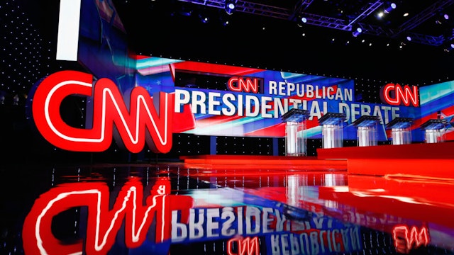 HOUSTON, TX - FEBRUARY 25: The main stage is seen prior to the start of the CNN GOP Presidential Debate at the University of Houston's Moores School of Music Opera House on February 25, 2016 in Houston, Texas.This is the last Republican debate before the Super Tuesday primaries on March 1