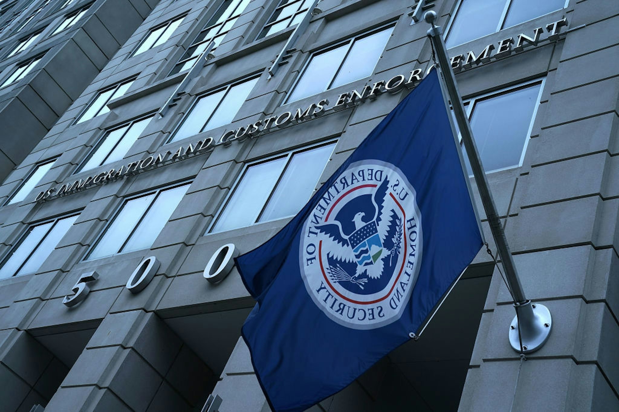 WASHINGTON, DC - JULY 06: An exterior view of U.S. Immigration and Customs Enforcement (ICE) agency headquarters is seen July 6, 2018 in Washington, DC. U.S. Vice President Mike Pence placed a visit to the agency and received a briefing on "ICE's overall mission on enforcement and removal operations, countering illicit trade, and human smuggling."