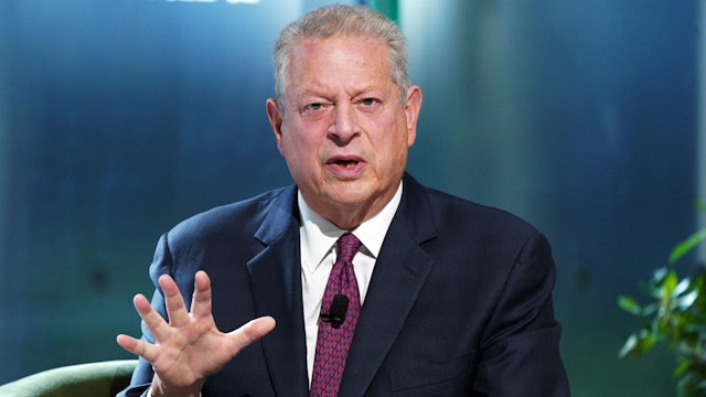 NEW YORK, NEW YORK - SEPTEMBER 21: Al Gore, former Vice President of the United States, speaks onstage at The New York Times Climate Forward Summit 2023 at The Times Center on September 21, 2023 in New York City.