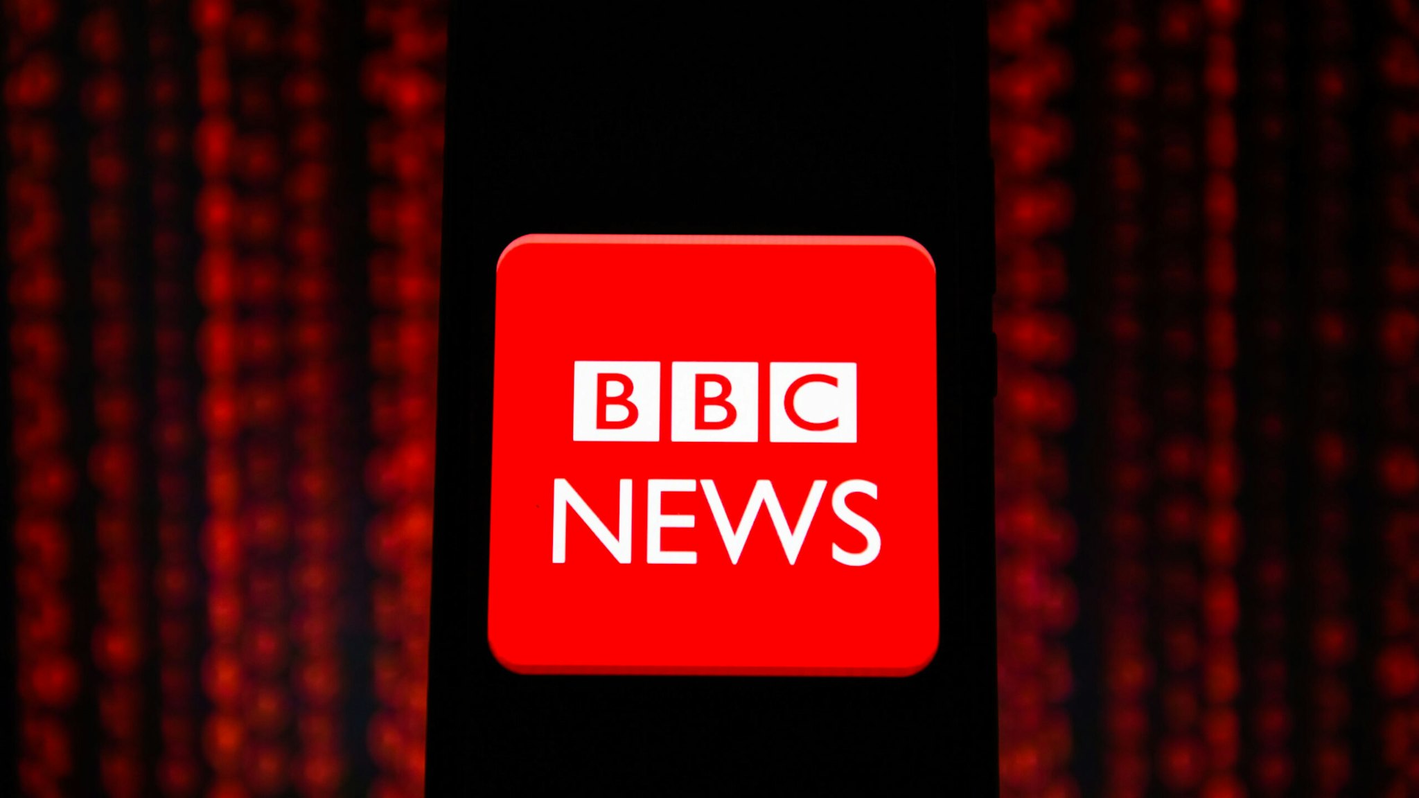 POLAND - 2020/02/23: In this photo illustration a BBC news logo seen displayed on a smartphone.
