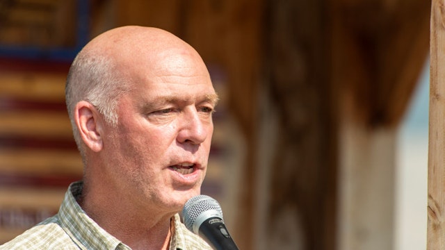 EMIGRANT, MT - JULY 24: Montana Republican Governor Greg Gianforte speaks at the ceremony to honor the four airman killed in a 1962 B-47 crash at 8,500 feet on Emigrant Peak on July 24, 2021 in Emigrant, Montana. A recent bipartisan Act of Congress will honor the airman with a memorial at the crash site. (Photo by William Campbell/Getty Images)