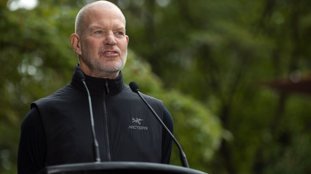 Chip Wilson, founder of Lululemon Athletica Inc., speaks during a news conference in Vancouver, British Columbia, Canada, on Thursday, Sept. 15, 2022. Wilson is making his biggest philanthropic gift ever --and one of the largest among Canadas ultra-rich -- to protect vast tracts of wilderness in the western part of the country. Photographer: Taehoon Kim/Bloomberg via Getty Images