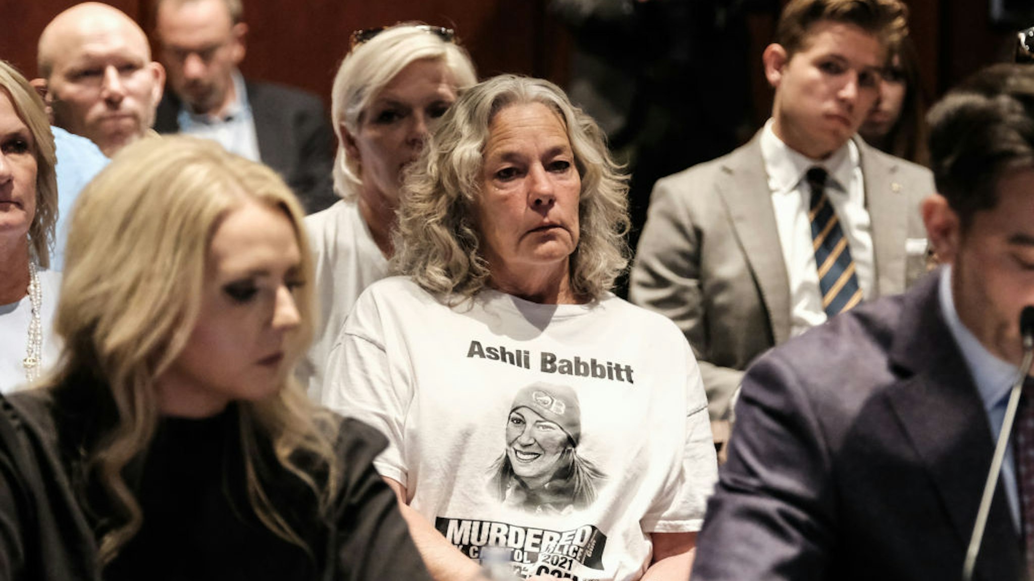 WASHINGTON, DC - JUNE 13: Michelle "Micki" Witthoeft, the mother of Ashli Babbitt attends a House January 6th field hearing held by Rep. Matt Gaetz (R-FL) in the U.S. Capitol on June 13, 2023 in Washington, DC. Babbitt was shot and killed after entering the Capitol during the January 6th riot. (Photo by Michael A. McCoy/Getty Images)