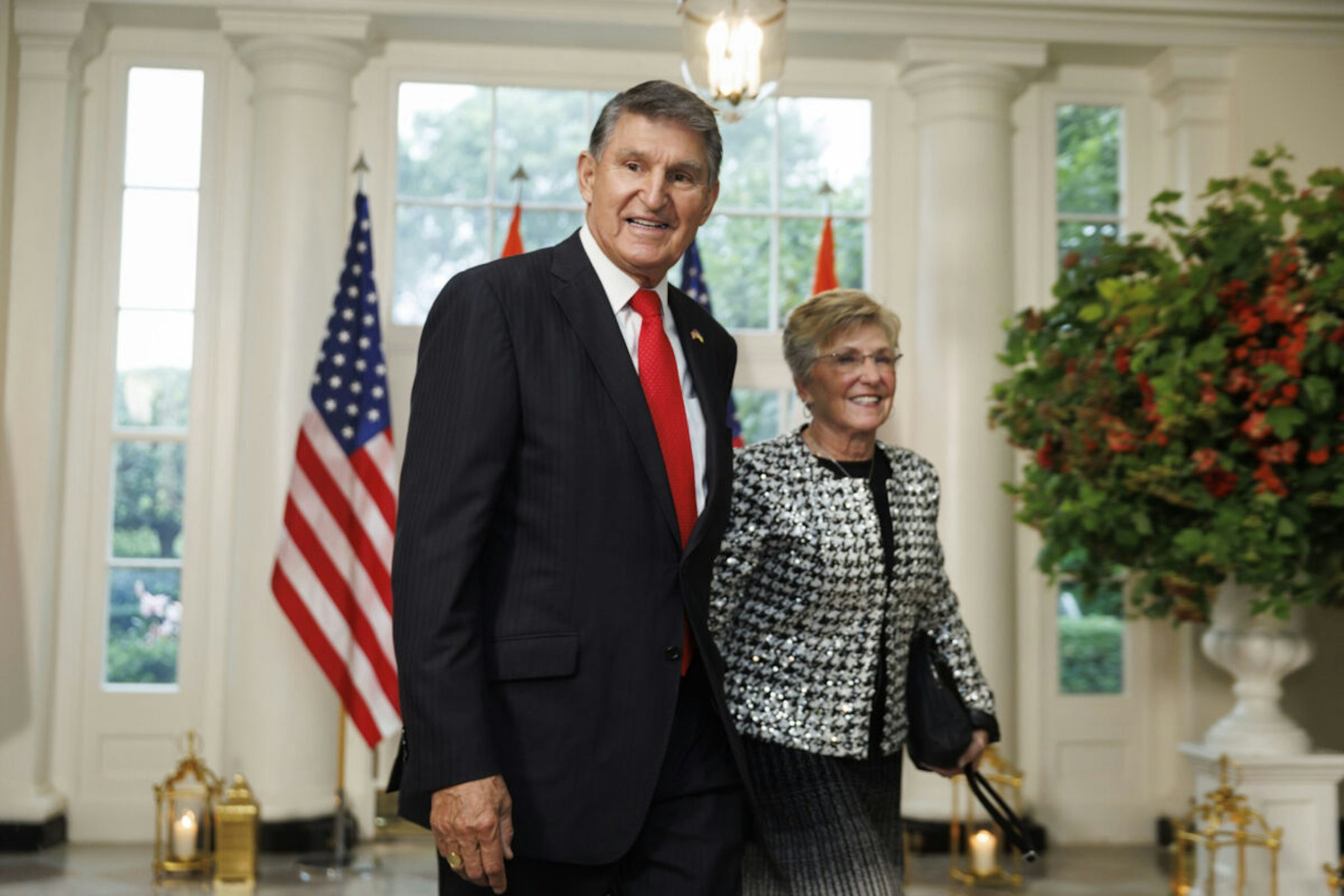 Senator Joe Manchin, a Democrat from West Virginia, left, and Gayle Manchin arrive to attend a state dinner in honor of Indian Prime Minister Narendra Modi hosted by US President Joe Biden and First Lady Jill Biden at the White House in Washington, DC, US, on Thursday, June 22, 2023.