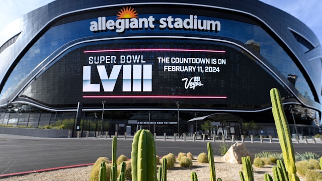 LAS VEGAS, NEVADA - DECEMBER 15: A general view of Allegiant Stadium after a news conference announcing that the venue will host the 2024 Super Bowl at Allegiant Stadium on December 15, 2021 in Las Vegas, Nevada.