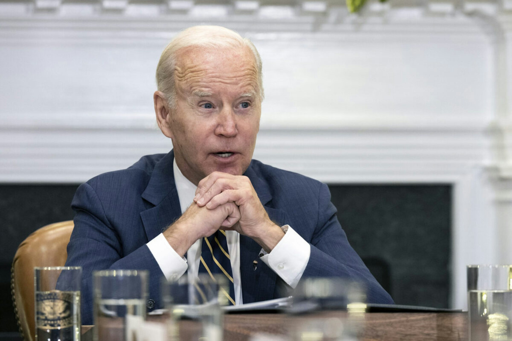 U.S. President Joe Biden meets with Congressional Leaders to discuss legislative priorities through the end of 2022, at the White House on November 29, 2022 in Washington, DC.