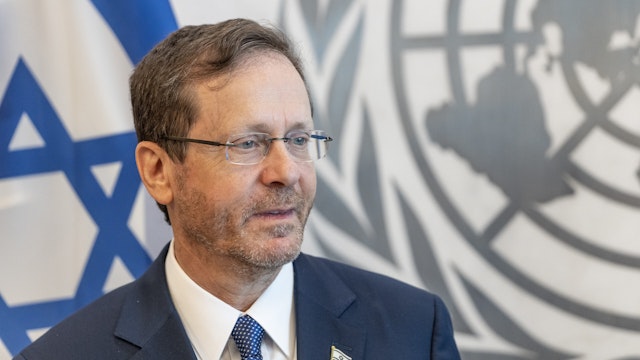 NEW YORK, UNITED STATES - 2023/07/20: President of Israel Isaac Herzog meets with Secretary-General Antonio Guterres at UN Headquarters in New York.
