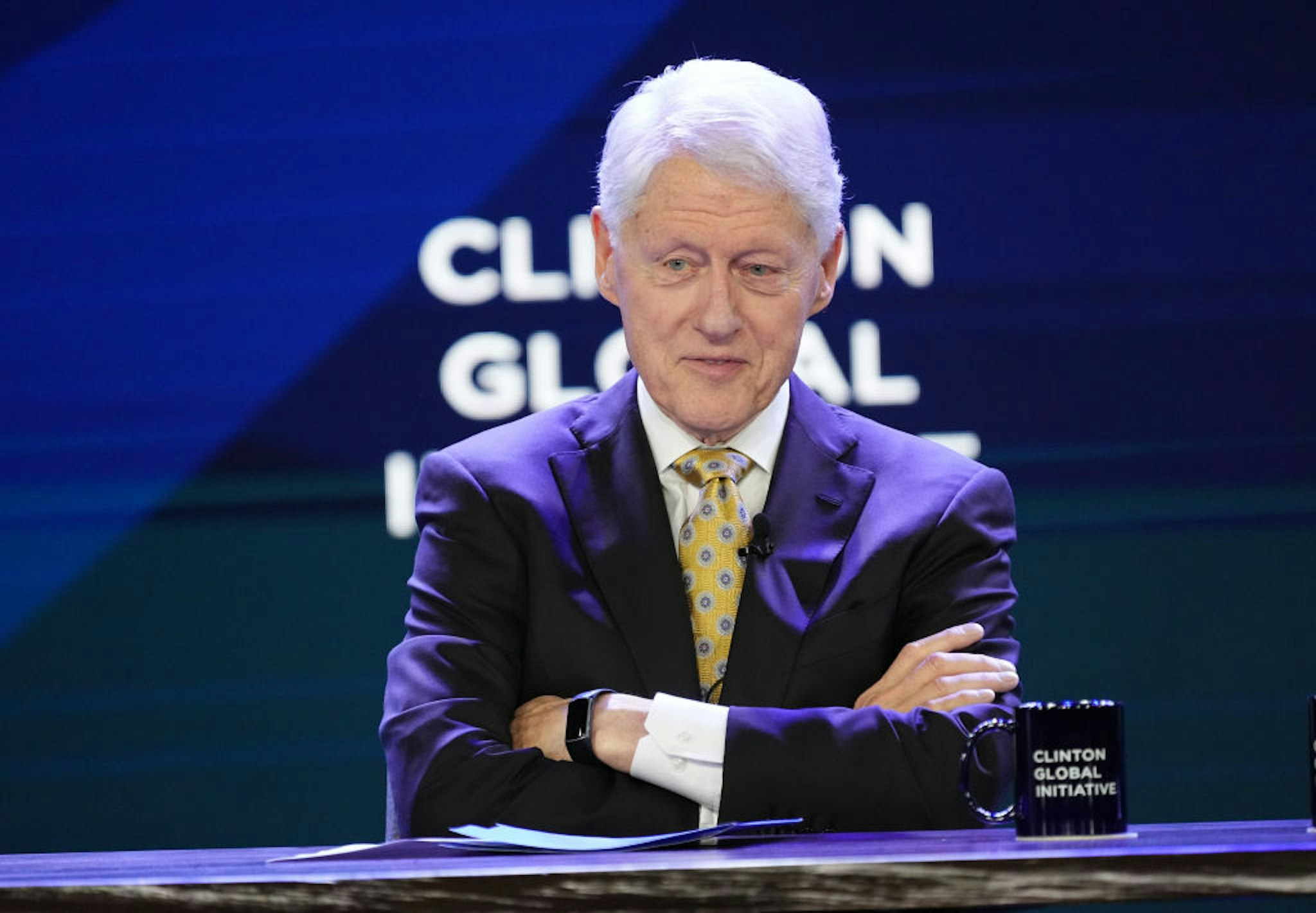NEW YORK, NEW YORK - SEPTEMBER 19: Former President Bill Clinton speaks during the Clinton Global Initiative (CGI) meeting at the Hilton Midtown on September 19, 2023 in New York City. (Photo by John Nacion/WireImage)
