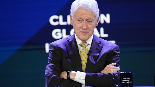 NEW YORK, NEW YORK - SEPTEMBER 19: Former President Bill Clinton speaks during the Clinton Global Initiative (CGI) meeting at the Hilton Midtown on September 19, 2023 in New York City. (Photo by John Nacion/WireImage)