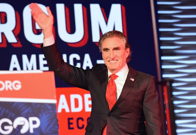 Republican Presidential Candidate and North Dakota Governor Doug Burgum speaks at the Florida Freedom Summit at the Gaylord Palms Resort on November 4, 2023 in Kissimmee, Florida, United States. (Photo by Paul Hennessy/Anadolu via Getty Images)
