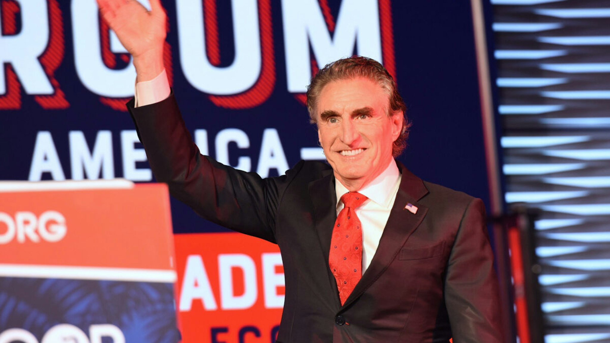 Republican Presidential Candidate and North Dakota Governor Doug Burgum speaks at the Florida Freedom Summit at the Gaylord Palms Resort on November 4, 2023 in Kissimmee, Florida, United States. (Photo by Paul Hennessy/Anadolu via Getty Images)