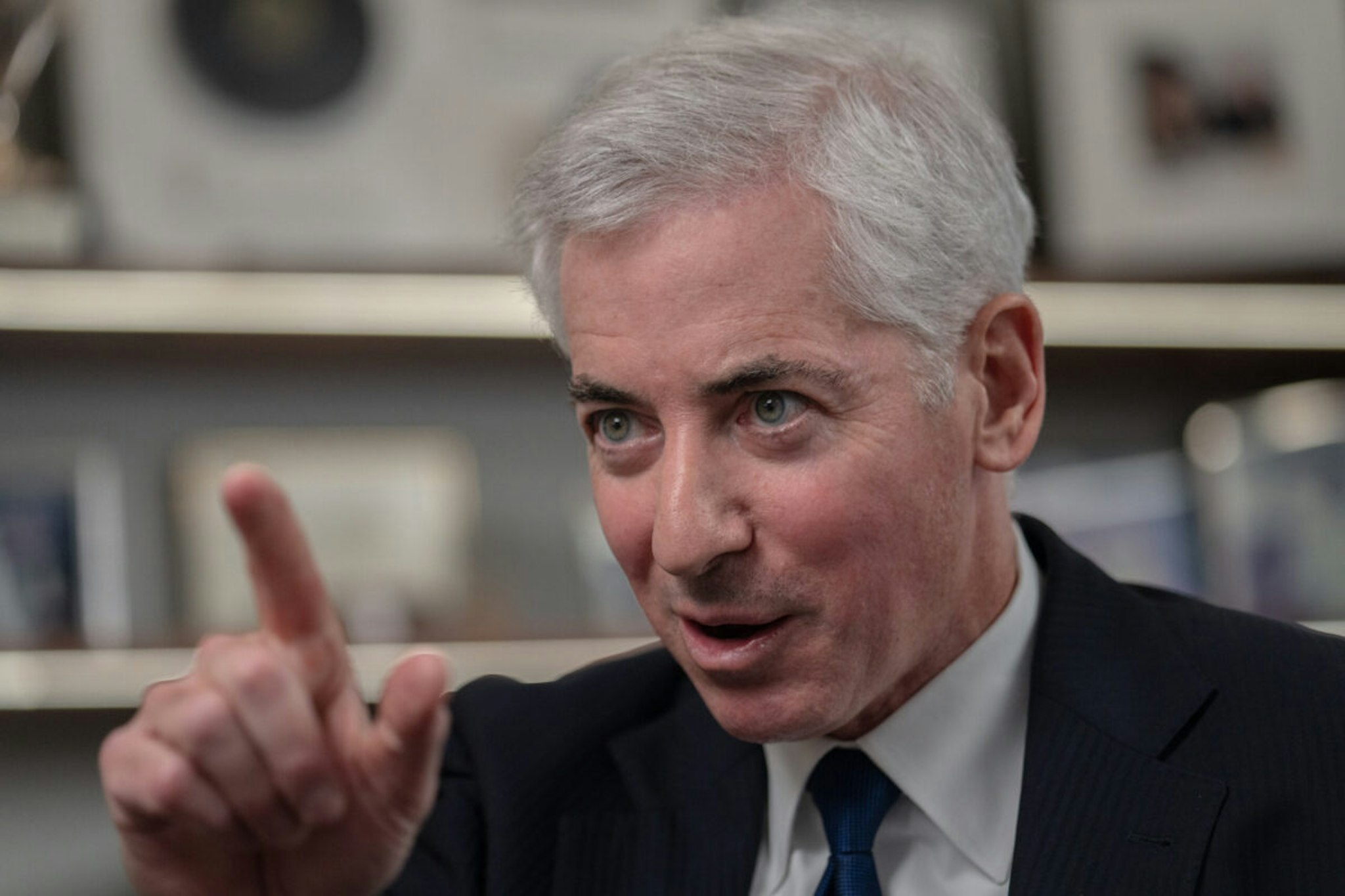 Bill Ackman, chief executive officer of Pershing Square Capital Management LP, speaks during an interview for an episode of "The David Rubenstein Show: Peer-to-Peer Conversations" in New York, US, on Tuesday, Nov. 28, 2023.