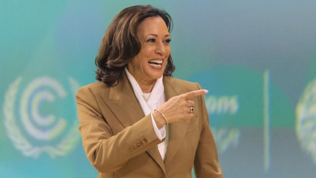 US Vice President Kamala Harris arrives to speak during the Tripling Renewable Energy and Doubling Energy Efficiency by 2030 session at the COP28 United Nations climate summit in Dubai on December 2, 2023. The COP28 conference opened on December 1 with an early victory as nations agreed to launch a "loss and damage" fund for vulnerable countries devastated by natural disasters. (Photo by KARIM SAHIB / AFP) (Photo by KARIM SAHIB/AFP via Getty Images)