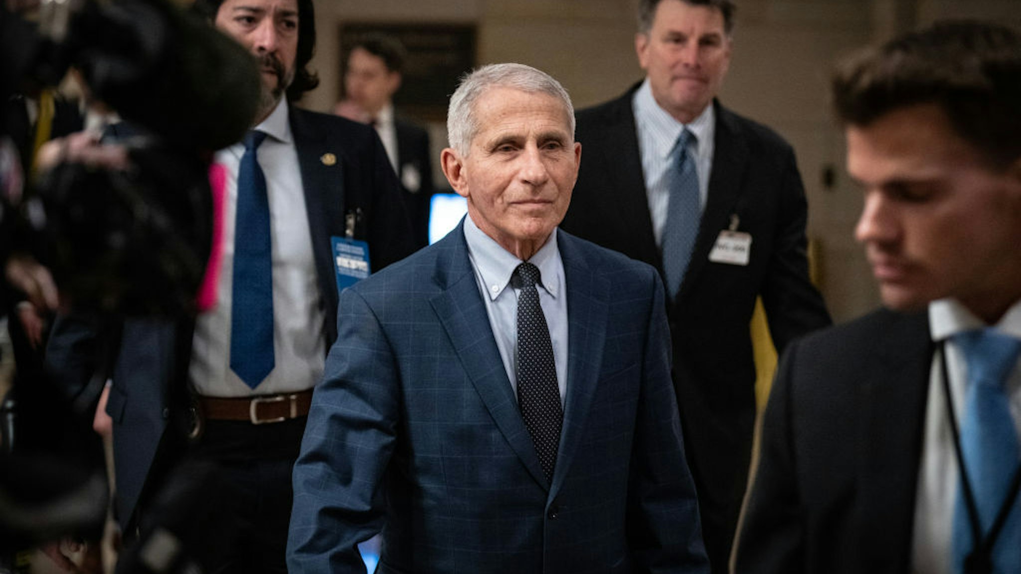 WASHINGTON, DC - JANUARY 8: Dr. Anthony Fauci, former director of the National Institute of Allergy and Infectious Diseases (NIAID), arrives for a closed-door interview with the House Select Subcommittee on the Coronavirus Pandemic at the U.S. Capitol January 8, 2024 in Washington, DC. Fauci is expected to face questioning about the origins of COVID-19, vaccine mandates and how to prevent future pandemics. (Photo by Drew Angerer/Getty Images)