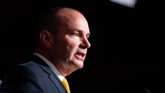 Sen. Mike Lee, R-Utah., speaks during a news conference on border security and funding on Wednesday, January 10, 2024.