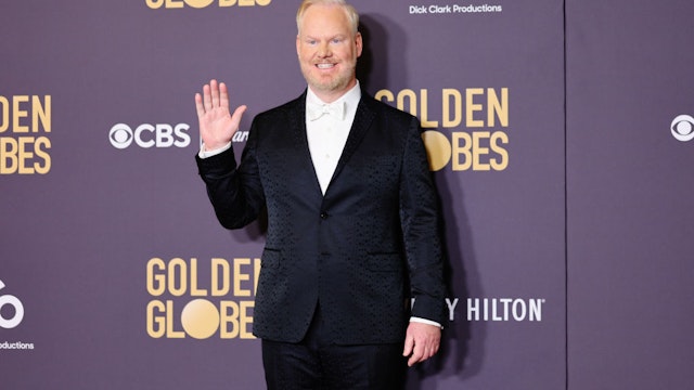 BEVERLY HILLS, CALIFORNIA - JANUARY 07: Jim Gaffigan poses in the press room during the 81st Annual Golden Globe Awards at The Beverly Hilton on January 07, 2024 in Beverly Hills, California. (Photo by Matt Winkelmeyer/WireImage)