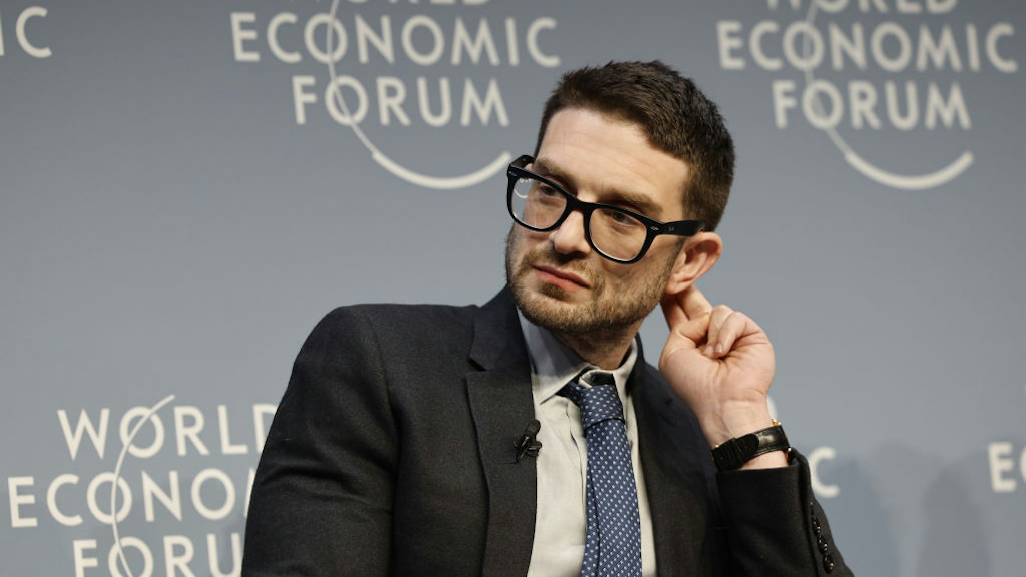 Alex Soros, chairman of Open Society Foundations, during a panel session on the closing day of the World Economic Forum (WEF) in Davos, Switzerland, on Friday, Jan. 19, 2024. The annual Davos gathering of political leaders, top executives and celebrities runs from January 15 to 19. Photographer: Stefan Wermuth/Bloomberg via Getty Images