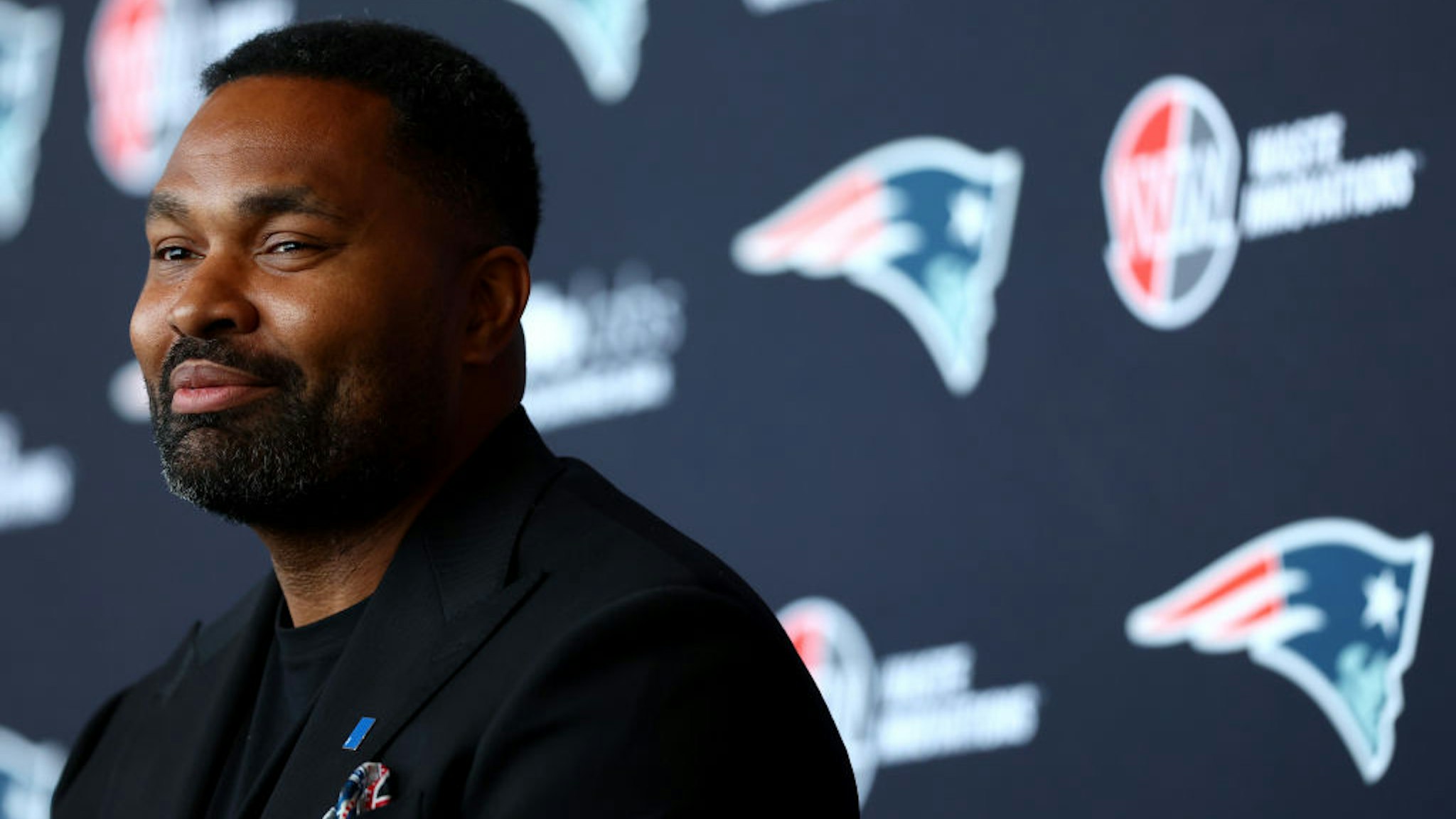 Newly appointed head coach Jerod Mayo of the New England Patriots speaks to the media during a press conference at Gillette Stadium on January 17, 2024 in Foxborough, Massachusetts.