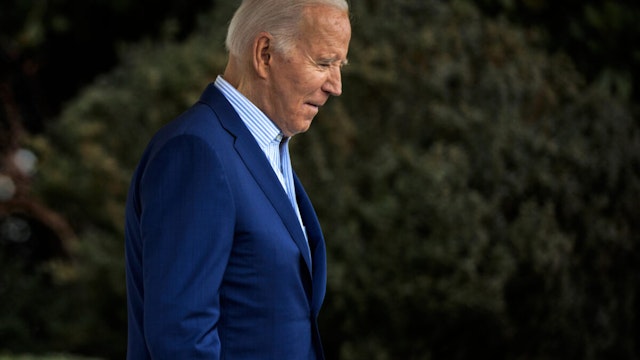 US President Joe Biden walks on the South Lawn of the White House before boarding Marine One in Washington, DC, US, on Saturday, Jan. 27, 2024. Biden committed to using "new emergency authority to shut down the border" as contours of an immigration deal negotiated between the White House and a bipartisan group of senators emerged Friday, even as opposition to what would amount to a sweeping overhaul of US immigration programs appeared to be hardening in the Republican-controlled House.