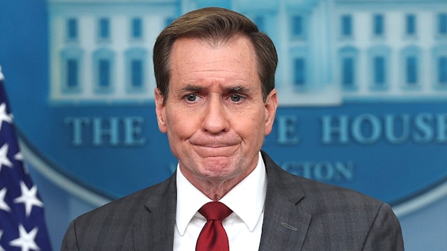 WASHINGTON, DC - JANUARY 24: John Kirby, Coordinator for Strategic Communications at the National Security Council in the White House, speaks at the daily press briefing at the White House on January 24, 2024 in Washington, DC. Kirby spoke on the ongoing Israel-Hamas war.