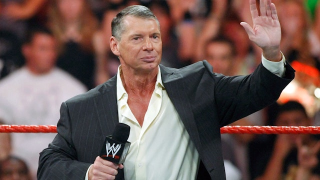 LAS VEGAS - AUGUST 24: World Wrestling Entertainment Inc. Chairman Vince McMahon appears in the ring during the WWE Monday Night Raw show at the Thomas &amp; Mack Center August 24, 2009 in Las Vegas, Nevada.