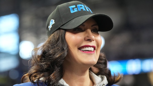 DETROIT, MICHIGAN - JANUARY 21: Michigan governor Gretchen Whitmer seen prior to the NFC Divisional Playoff game between the Detroit Lions and the Tampa Bay Buccaneers at Ford Field on January 21, 2024 in Detroit, Michigan.