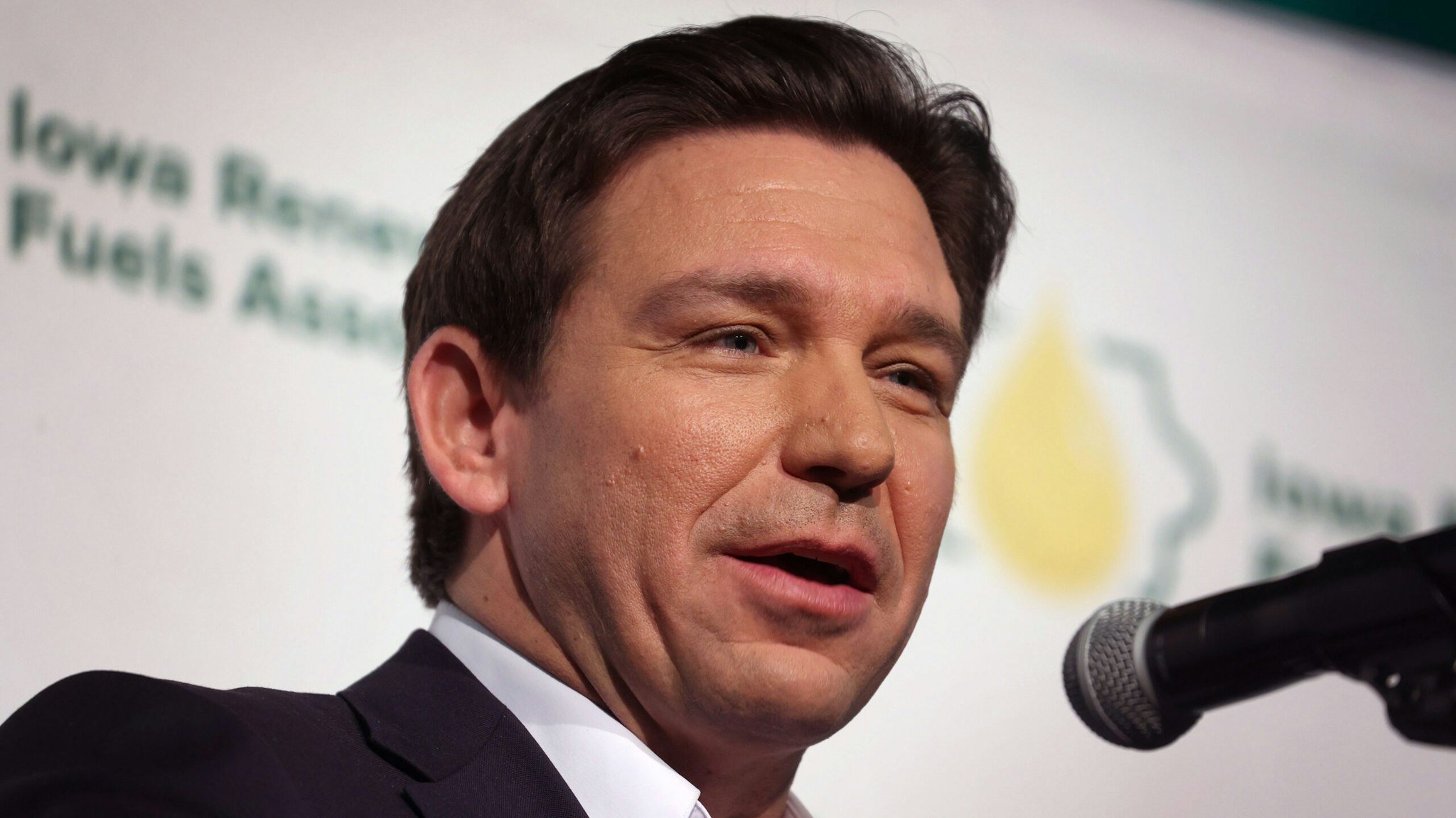 ALTOONA, IOWA - JANUARY 11: Republican presidential candidate Florida Governor Ron DeSantis speaks at the 2024 Iowa Renewable Fuels Summit on January 11, 2024 in Altoona, Iowa. Iowa Republicans will be the first to select their party's nomination for the 2024 presidential race when they go to caucus on January 15, 2024.