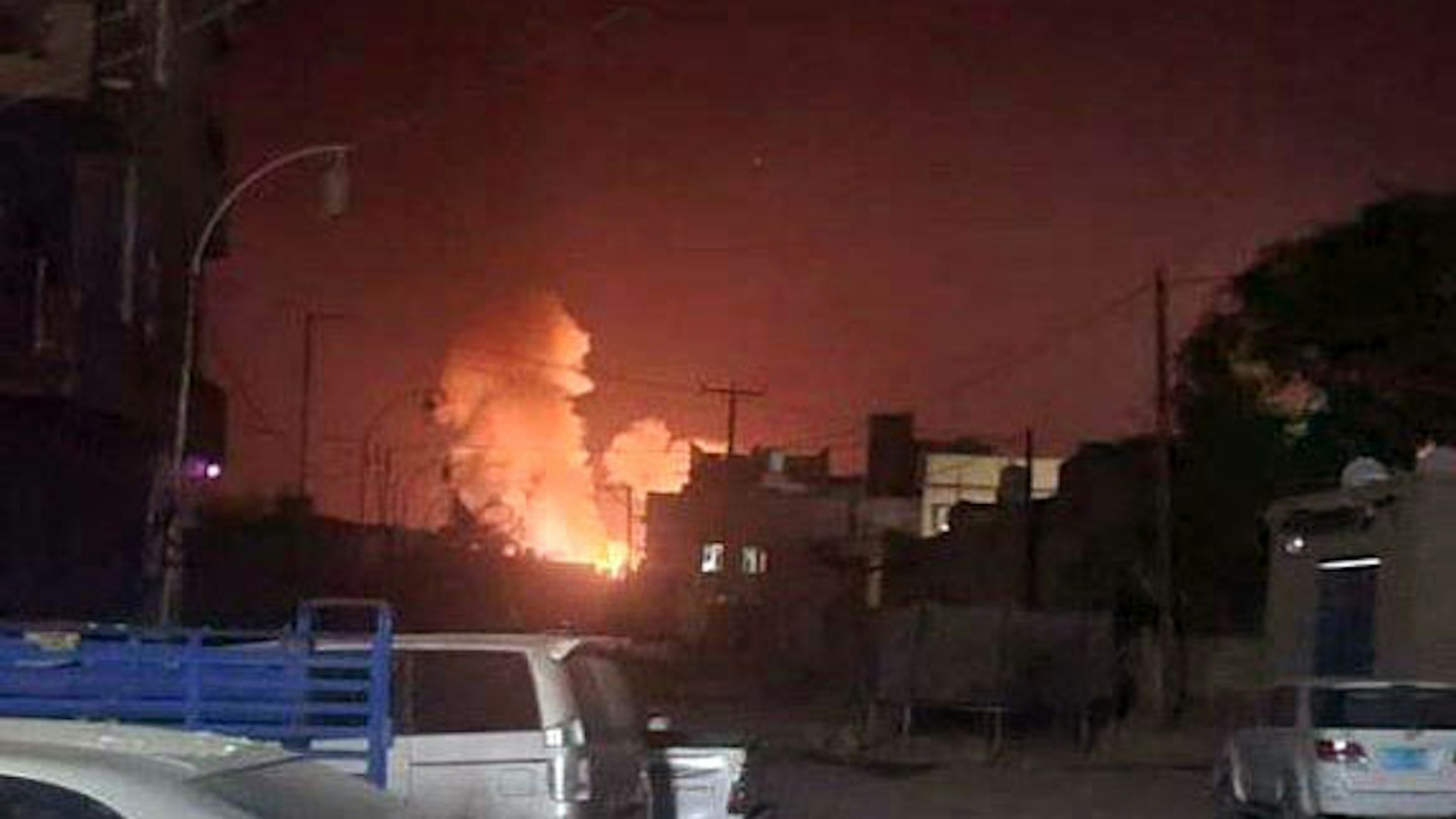 Fire is seen after an airstrike launched by the United States and Britain near Sanaa in Yemen, Jan. 12, 2024. The United States and Britain launched several airstrikes on Houthi military sites around the Yemeni capital Sanaa before dawn Friday, Houthi-controlled Saba news agency and residents said.