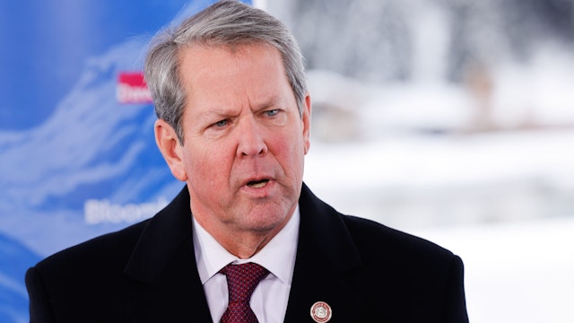 Brian Kemp, governor of Georgia, during a Bloomberg Television interview on day two of the World Economic Forum (WEF) in Davos, Switzerland, on Wednesday, Jan. 17, 2024. The annual Davos gathering of political leaders, top executives and celebrities runs from January 15 to 19.