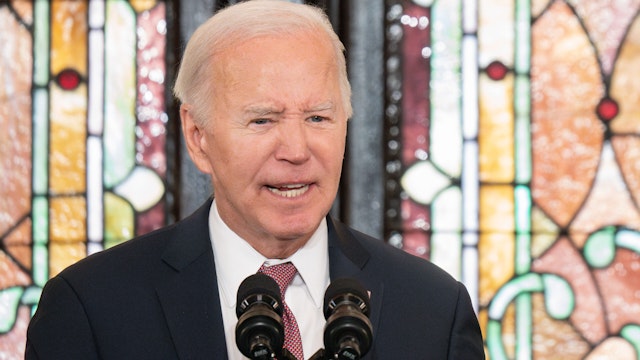 CHARLESTON, SOUTH CAROLINA - JANUARY 8: U.S. President Joe Biden speaks during a campaign event at Emanuel AME Church on January 8, 2024 in Charleston, South Carolina. The church was the site of a 2015 shooting massacre perpetrated by a white supremacist.