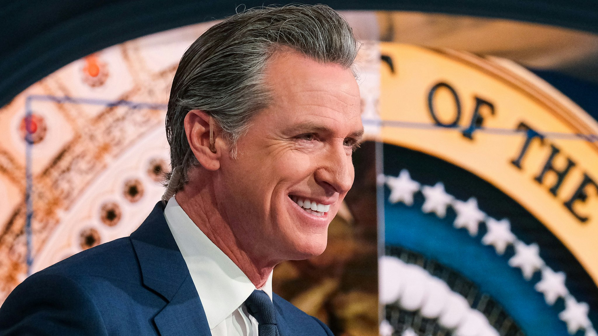 MEET THE PRESS -- Pictured: Gov. Gavin Newsom (D-CA) appears on "Meet the Press" in Washington D.C., Sunday February 25, 2024.