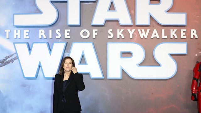 LONDON, ENGLAND - DECEMBER 18: Producer Kathleen Kennedy attends the "Star Wars: The Rise of Skywalker" European Premiere at Cineworld Leicester Square on December 18, 2019 in London, England. (Photo by Tristan Fewings/Getty Images)