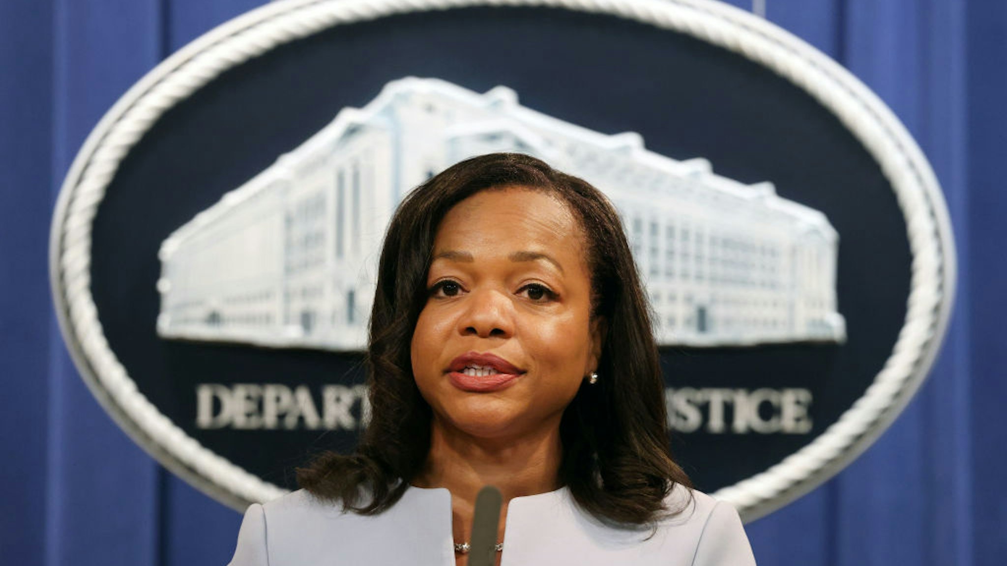 WASHINGTON, DC - AUGUST 05: U.S. Assistant Attorney General for the Civil Rights Division Kristen Clarke speaks on a federal investigation of the City of Phoenix and the Phoenix Police Department during a news conference at the Department of Justice on August 05, 2021 in Washington, DC. Attorney General Merrick Garland said the Justice Department has opened a pattern or practice investigation into the City of Phoenix and the Phoenix Police Department to determine if they have violated federal laws or citizens constitutional rights. (Photo by Kevin Dietsch/Getty Images)