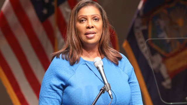 Brentwood, N.Y.: New York Attorney General Letitia James speaks during the second inauguration of Suffolk County Sheriff Errol Toulon Jr., at the Van Nostrand Theatre at Suffolk Community College in Brentwood, New York on March 18, 2022. James performed the swearing-in for Toulon at the ceremony.