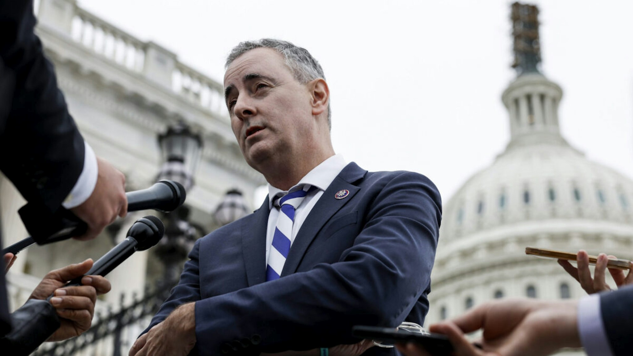 Rep. Brian Fitzpatrick (R-PA) speaks to reporters outside of the U.S. Capitol Building on September 29, 2023 in Washington, DC.
