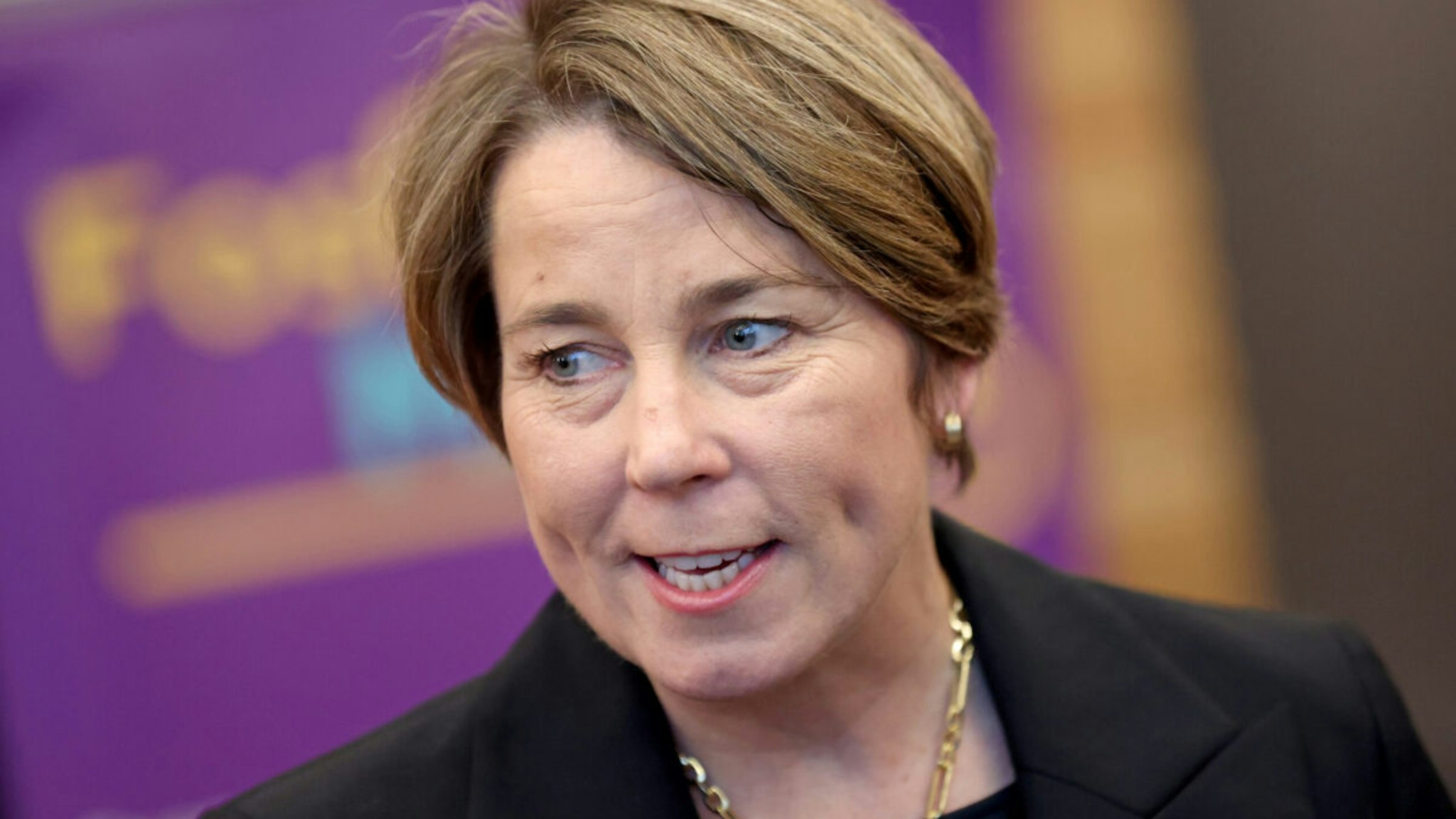 Boston, MA - December 19: Governor Maura Healey at the Annual DCF Holiday Gift Drive.