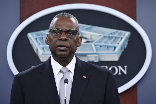 US Defense Secretary Lloyd Austin takes questions during a press conference at the Pentagon in Washington, DC, on February 1, 2024.