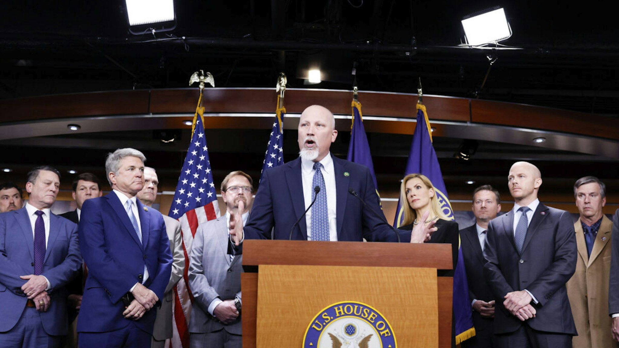 Rep. Chip Roy (R-TX) speaks during a news conference at the U.S. Capitol Building on January 29, 2024 in Washington, DC.