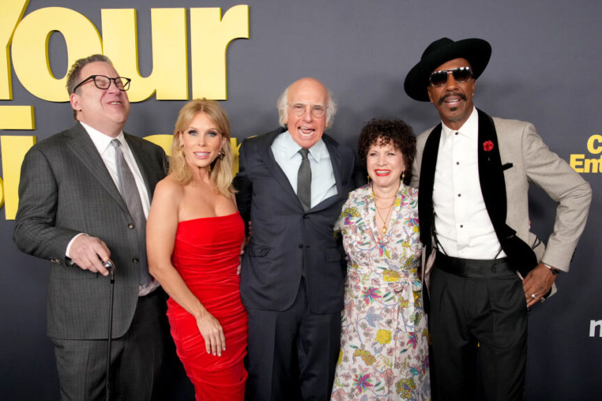 LOS ANGELES, CALIFORNIA - JANUARY 30: (L-R) Jeff Garlin, Cheryl Hines, Larry David, Susie Essman, and J.B. Smoove attend the Curb Your Enthusiasm Season 12 premiere at DGA Theater Complex on January 30, 2024 in Los Angeles, California. (Photo by Jeff Kravitz/FilmMagic for HBO)