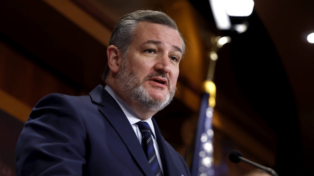 Sen. Ted Cruz (R-TX) speaks during a news conference on the U.S. Southern Border at the U.S. Capitol on February 06, 2024 in Washington, DC.