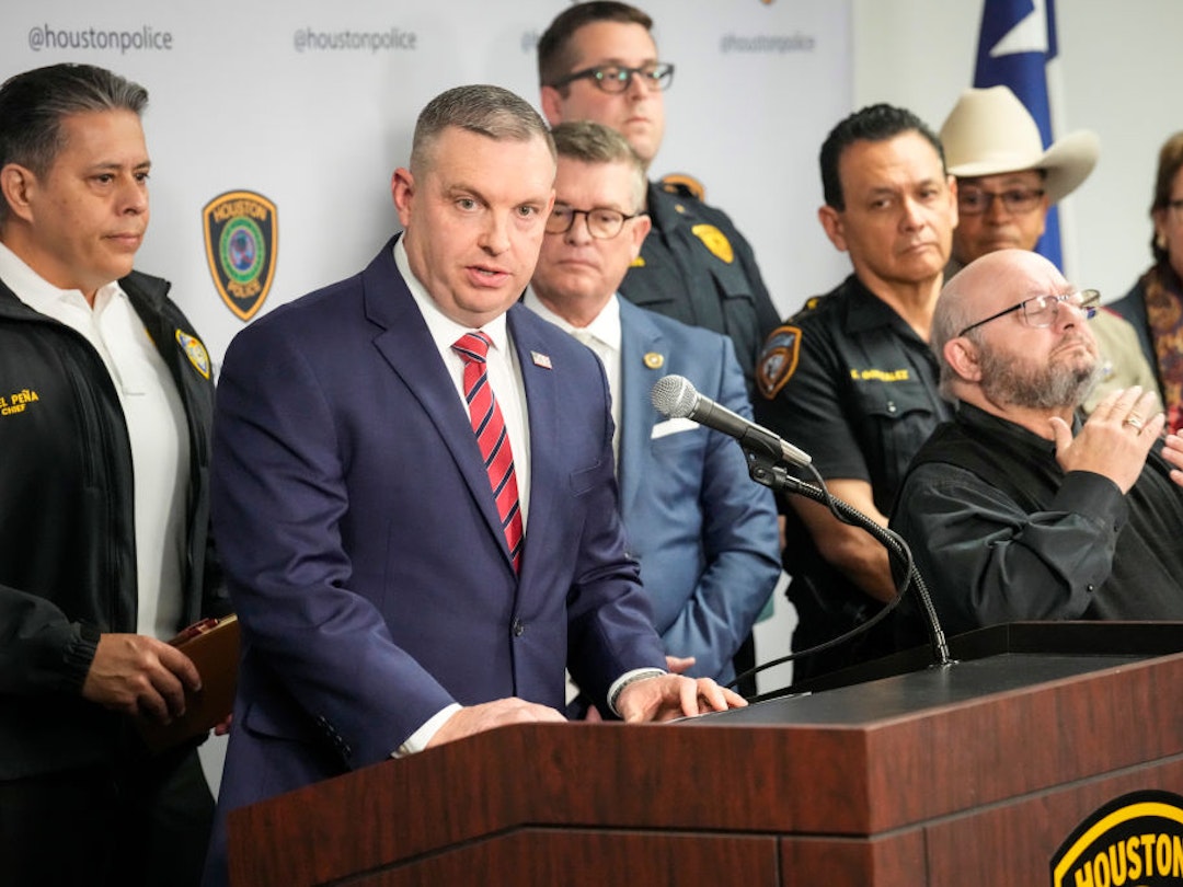 HOUSTON, TEXAS - FEBRUARY 12: Doug Williams, FBI Special Agent in Charge for the Houston field office, speaks to the media in the aftermath of the shooting at Lakewood Church during a news conference at police headquarters on Monday, Feb. 12, 2024 in Houston. (Brett Coomer/Houston Chronicle via Getty Images)