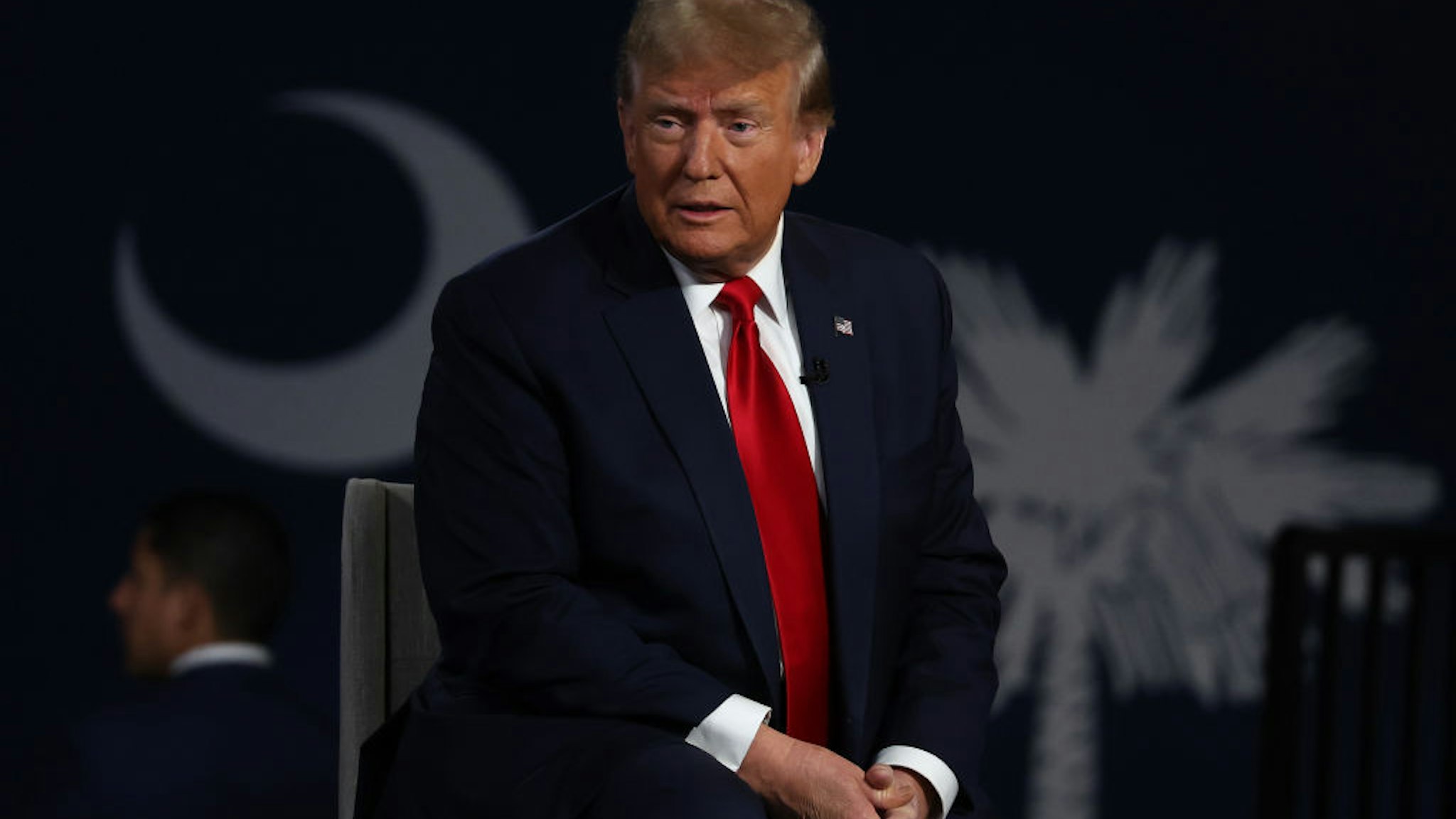 GREENVILLE, SOUTH CAROLINA - FEBRUARY 20: Republican presidential candidate, former U.S. President Donald Trump speaks during a Fox News town hall at the Greenville Convention Center on February 20, 2024 in Greenville, South Carolina. South Carolina holds its Republican primary on February 24. (Photo by Justin Sullivan/Getty Images)