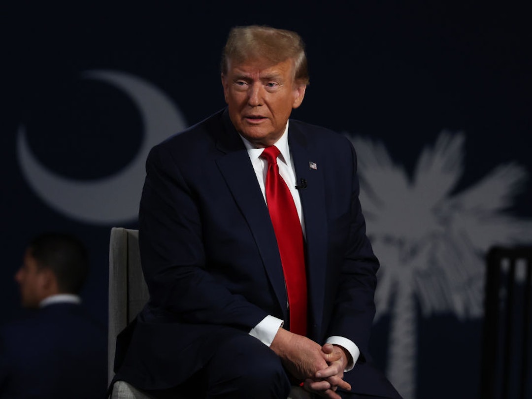 GREENVILLE, SOUTH CAROLINA - FEBRUARY 20: Republican presidential candidate, former U.S. President Donald Trump speaks during a Fox News town hall at the Greenville Convention Center on February 20, 2024 in Greenville, South Carolina. South Carolina holds its Republican primary on February 24. (Photo by Justin Sullivan/Getty Images)