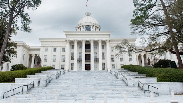 The Alabama State Capitol in Montgomery, Alabama, US, on Wednesday, Feb. 28, 2024. Alabama's fertility industry is under threat in the wake of a ruling from the state Supreme Court that said frozen embryos are considered children, meaning people who destroy them could be held liable for wrongful death.