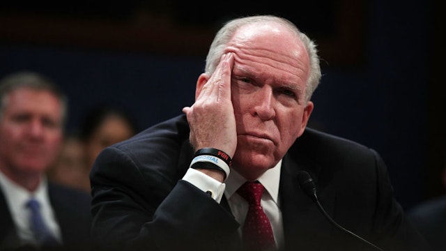 WASHINGTON, DC - MAY 23: Former Director of the U.S. Central Intelligence Agency (CIA) John Brennan testifies before the House Permanent Select Committee on Intelligence on Capitol Hill, May 23, 2017 in Washington, DC. Brennan is discussing the extent of Russia's meddling in the 2016 U.S. presidential election and possible ties to the campaign of President Donald Trump.