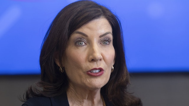Melville, N.Y.: New York State Governor Kathy Hochul visits Newsday headquarters on Jan. 22, 2024 in Melville, New York.